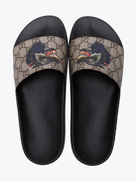 gucci wolf slides men|Gucci platform slides men.